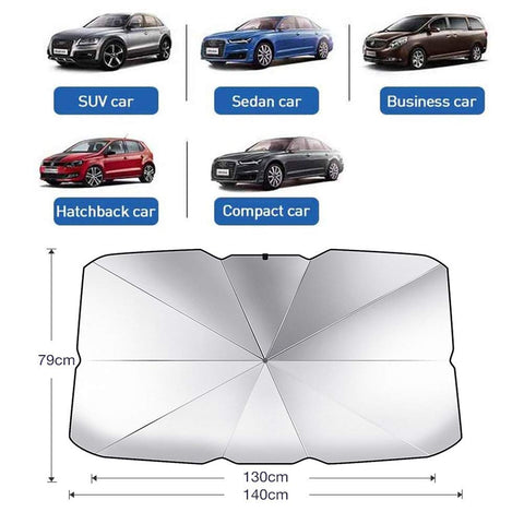 Car Shade Front Windshield Foldable Umbrella, UV Sun and Heat Insulation Protection, Universal Windshield Sun Shade for Vehicle Interior Cooling