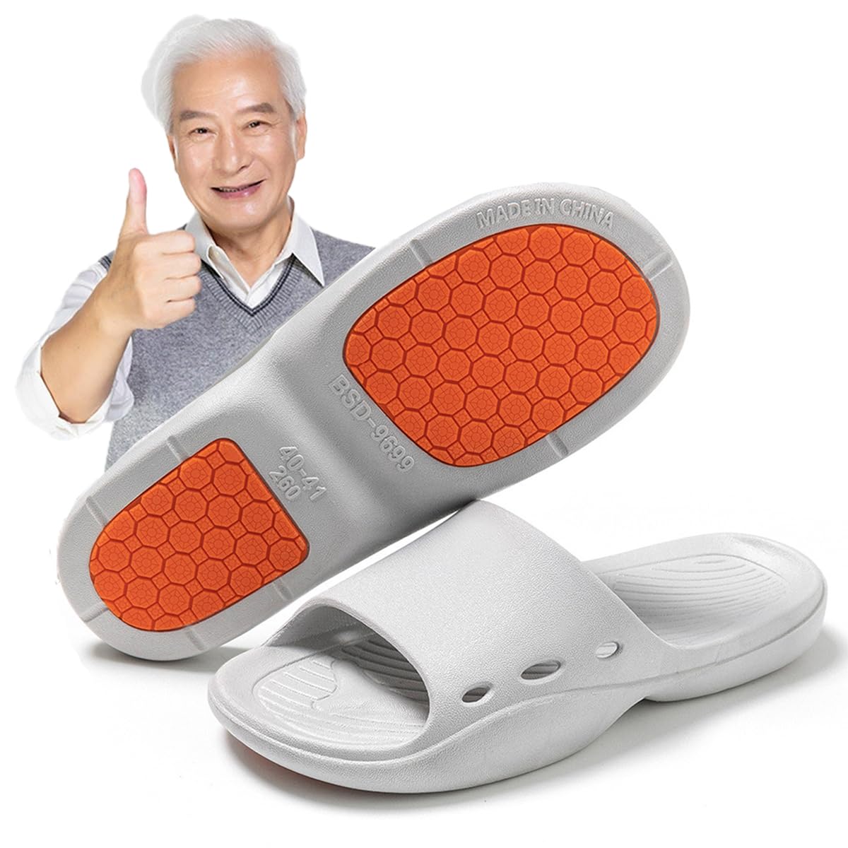 Non-Slip Shower Slippers, Soft Cushioned EVA Indoor Bathroom Slides, Anti-Skid Quick Drying House Slippers for Home Bath Bedroom Pool Beach