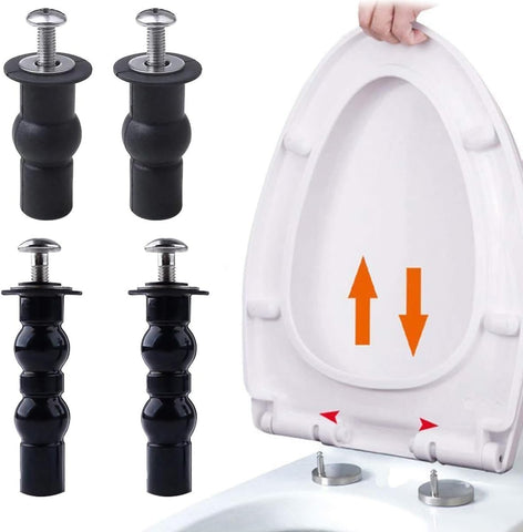 4 Pack Universal Toilet Seat Hinges with Fixing Screws, Expandable Rubber Bolt Fixings Replacement Hardware Kit to Loose and Wobbly Toilet Seats