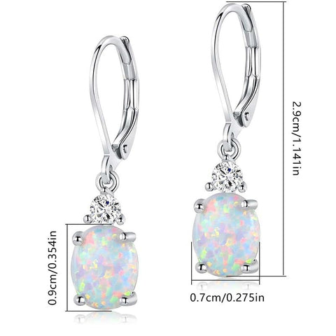 18K White & Yellow Gold Plated Opal Dangle Earrings for Women, Elegant Teardrop Opal Drop Earrings Hypoallergenic Lightweight Fashion Jewelry Gifts for Daily Wear Party Wedding Anniversary