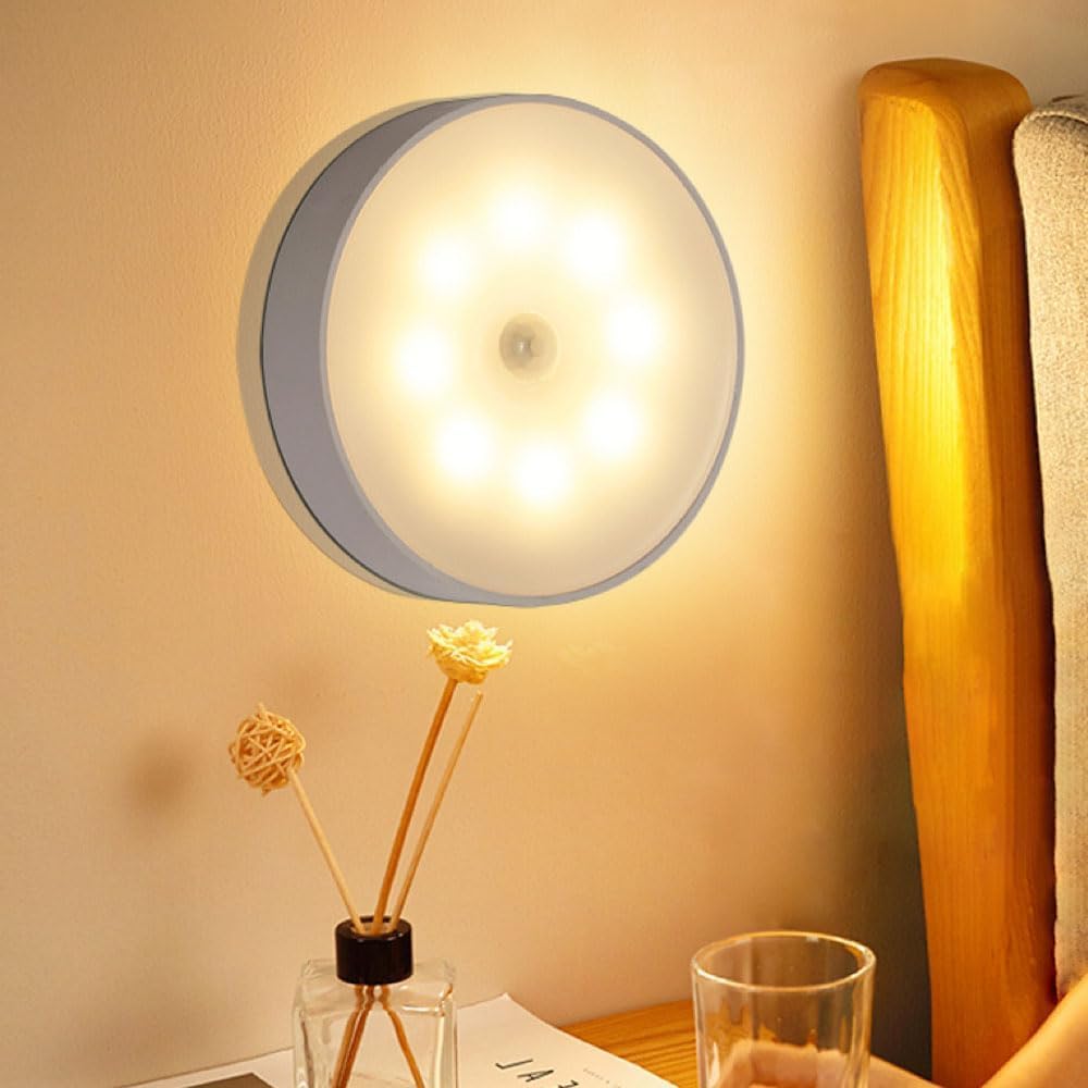 3Pcs USB Rechargeable Motion Sensor Night Lights, Magnetic Wireless LED Cabinet Lamp