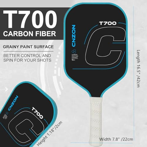 16MM Thermoformed T700 Raw Carbon Fiber Pickleball Paddle, High Spin Control Professional Pickleball Racket for Competition Training