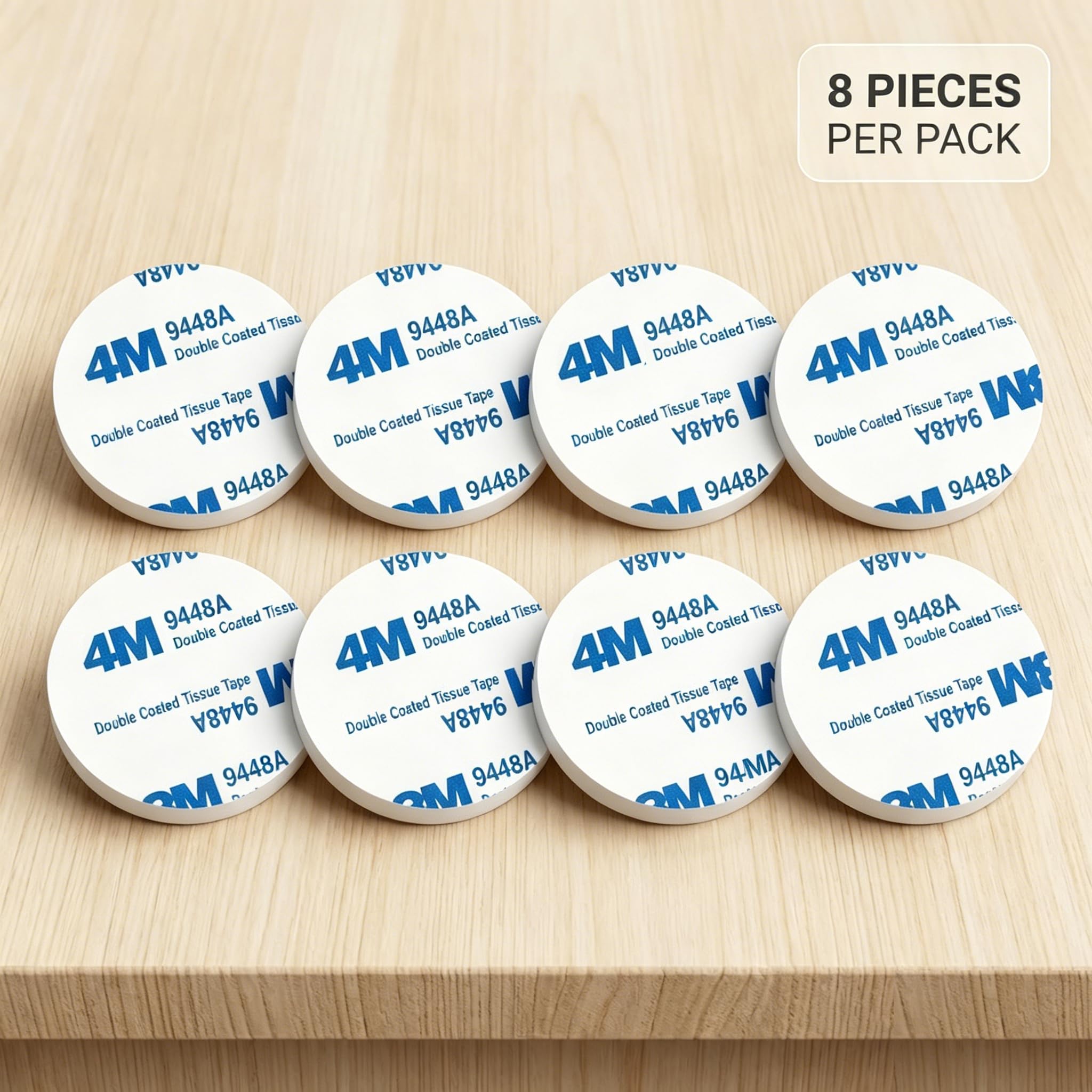 8 Pack 4cm Round Double Sided Adhesive Pads, 4mm Thick Heavy-Duty Foam Mounting Sticky Pads, Ultra Strong Waterproof Removable Tape for Home & Industrial Mounting Decor