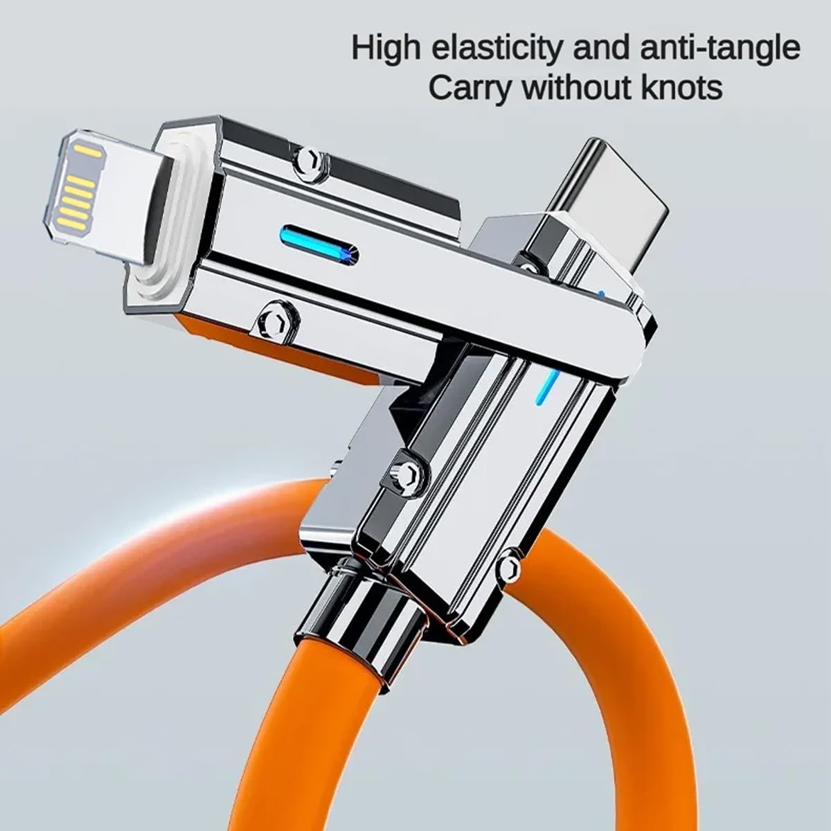 4 in 1 100W Fast Charging Data Cable 2M, Multi Cord with USB-C & iOS Connectors for iPhone, iPad, Laptops & All Smartphones