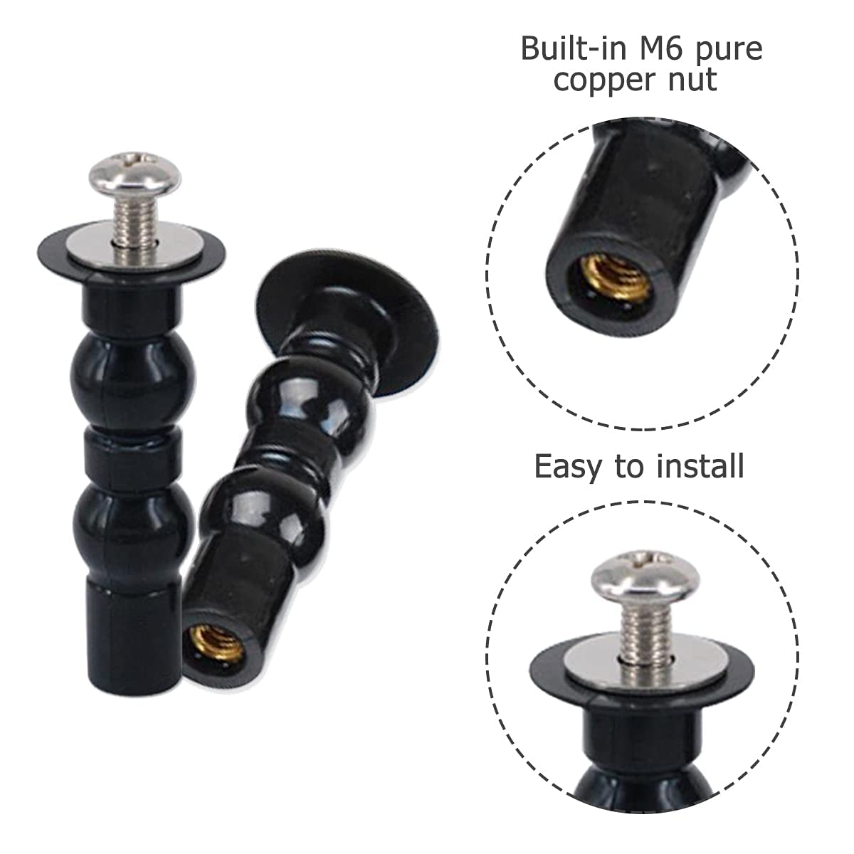 4 Pack Universal Toilet Seat Hinges with Fixing Screws, Expandable Rubber Bolt Fixings Replacement Hardware Kit to Loose and Wobbly Toilet Seats