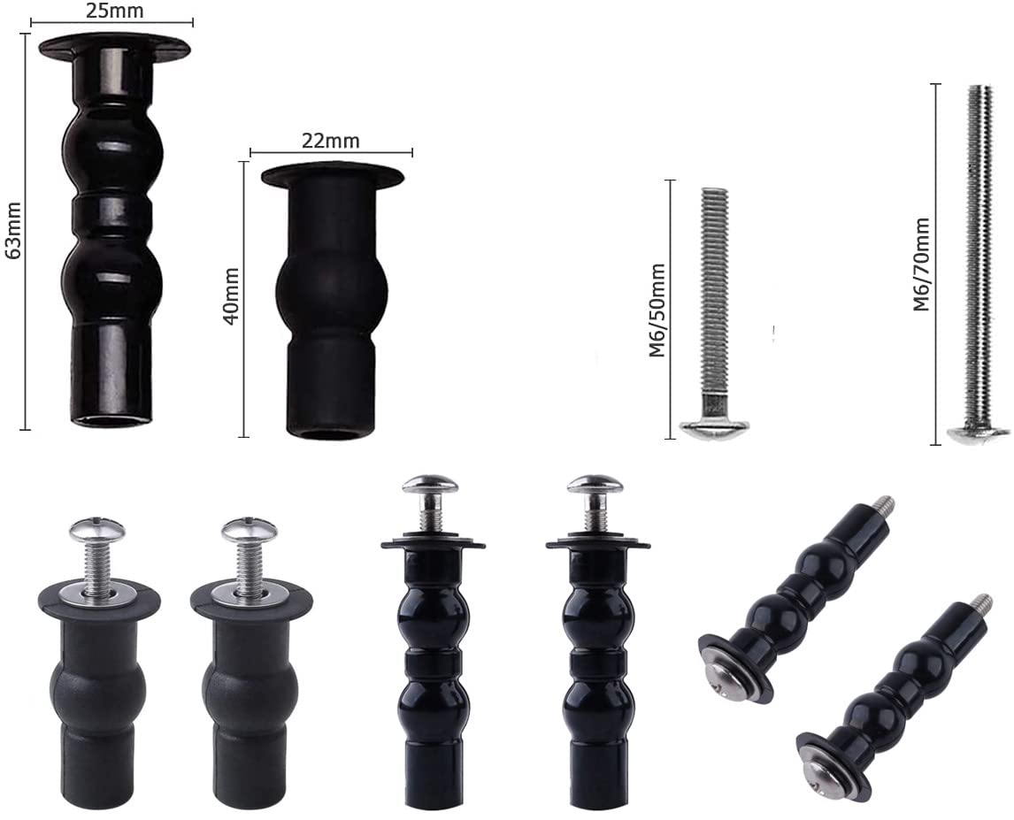 4 Pack Universal Toilet Seat Hinges with Fixing Screws, Expandable Rubber Bolt Fixings Replacement Hardware Kit to Loose and Wobbly Toilet Seats