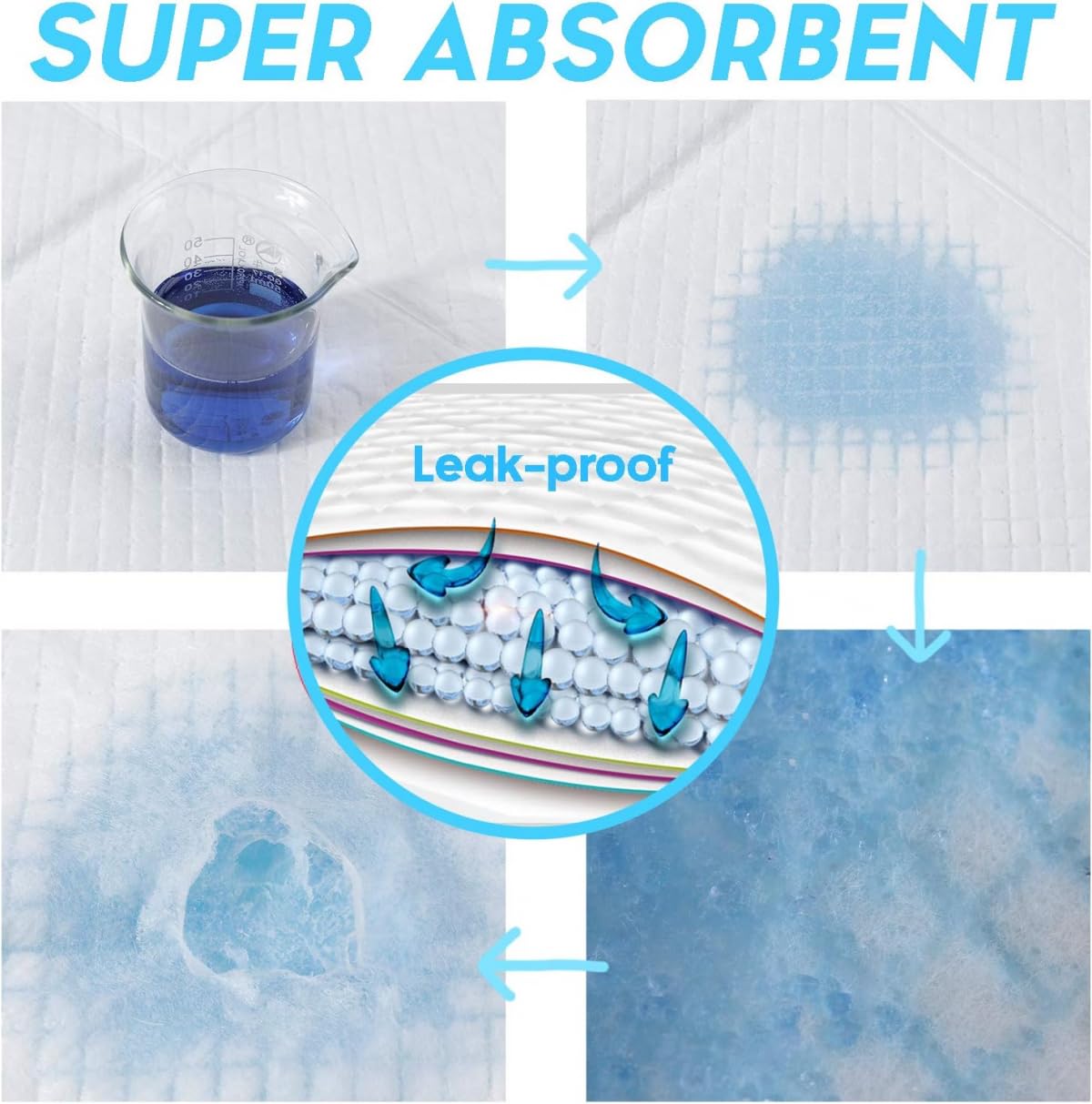 100 PCS Disposable Pet Training Pee Pads 18" x 24", Super Absorbent Leak-Proof Puppy Dog Potty Training Mats for Small Medium Large Dogs