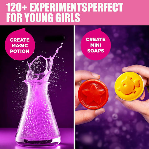 Girls' Science Kit for Kids Ages 8-12, Fun STEM Educational Kit with 135+ Safe Chemistry Experiments, All-in-One Lab Set for Junior Girls Learning