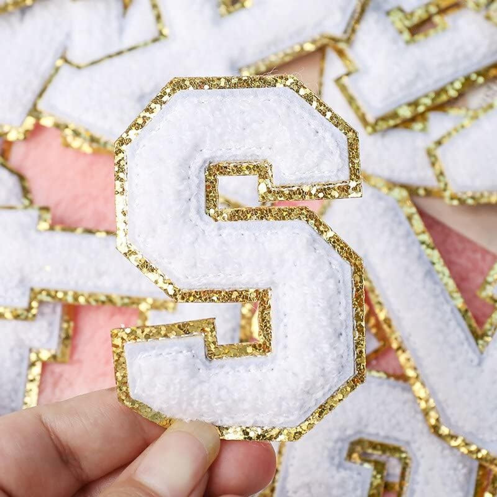 26 PCS Wron hite IOn Letter Patches, A-Z Self Adhesive on Chenille Letters Patch