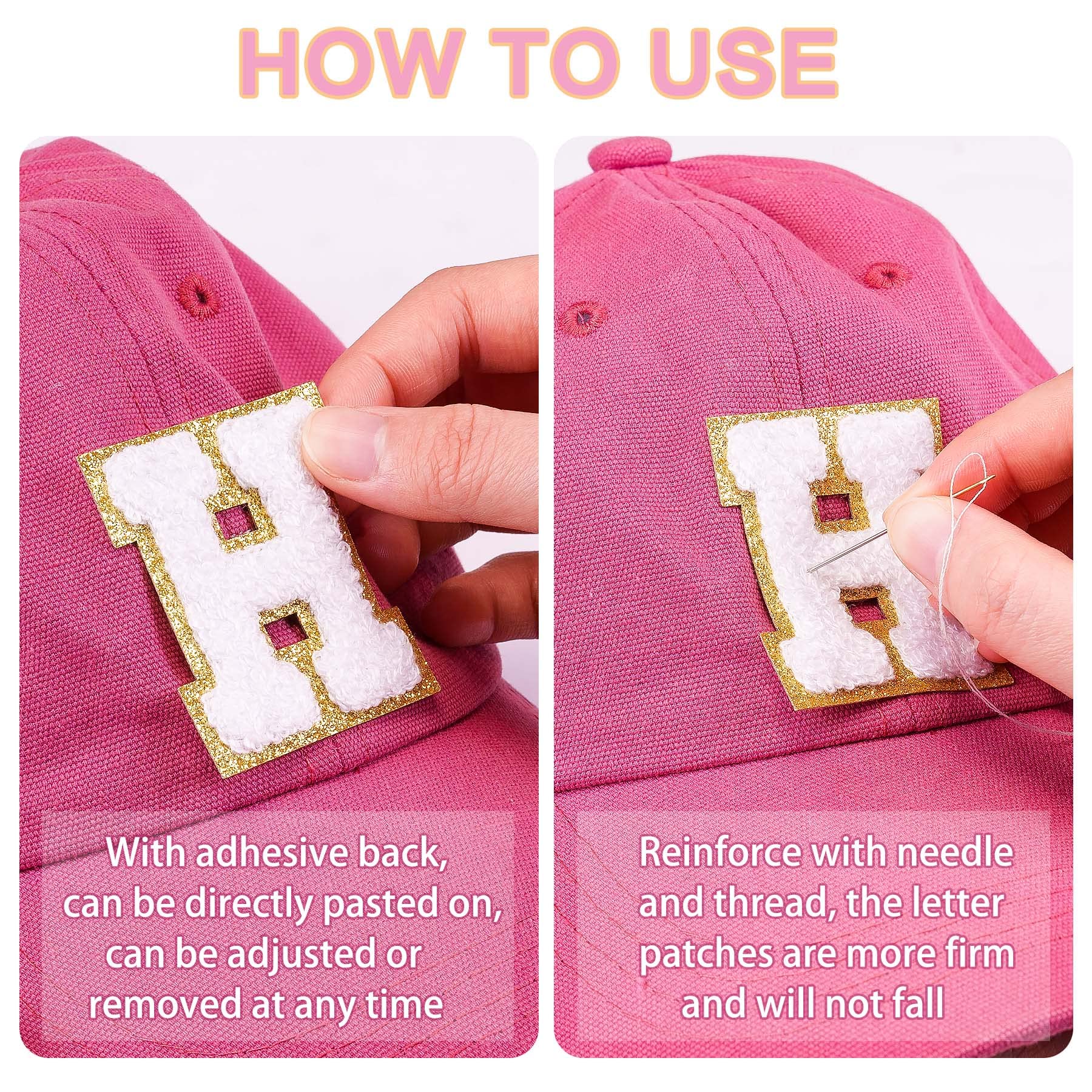 26 PCS Wron hite IOn Letter Patches, A-Z Self Adhesive on Chenille Letters Patch