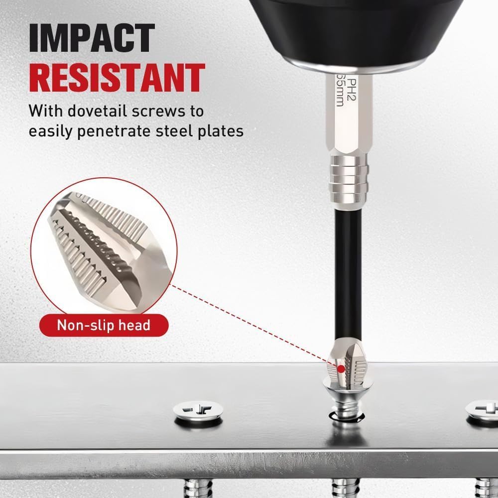 9-Piece Magnetic Screwdriver Bits Set for Impact Driver, Anti-Slip High Hardness Drill Bit Kit, Wear Resistant Magnetic Hex Shank Driver Bits for Teen Boys DIY Projects, Household Repair, Furniture Assembly & Small Machinery Maintenance