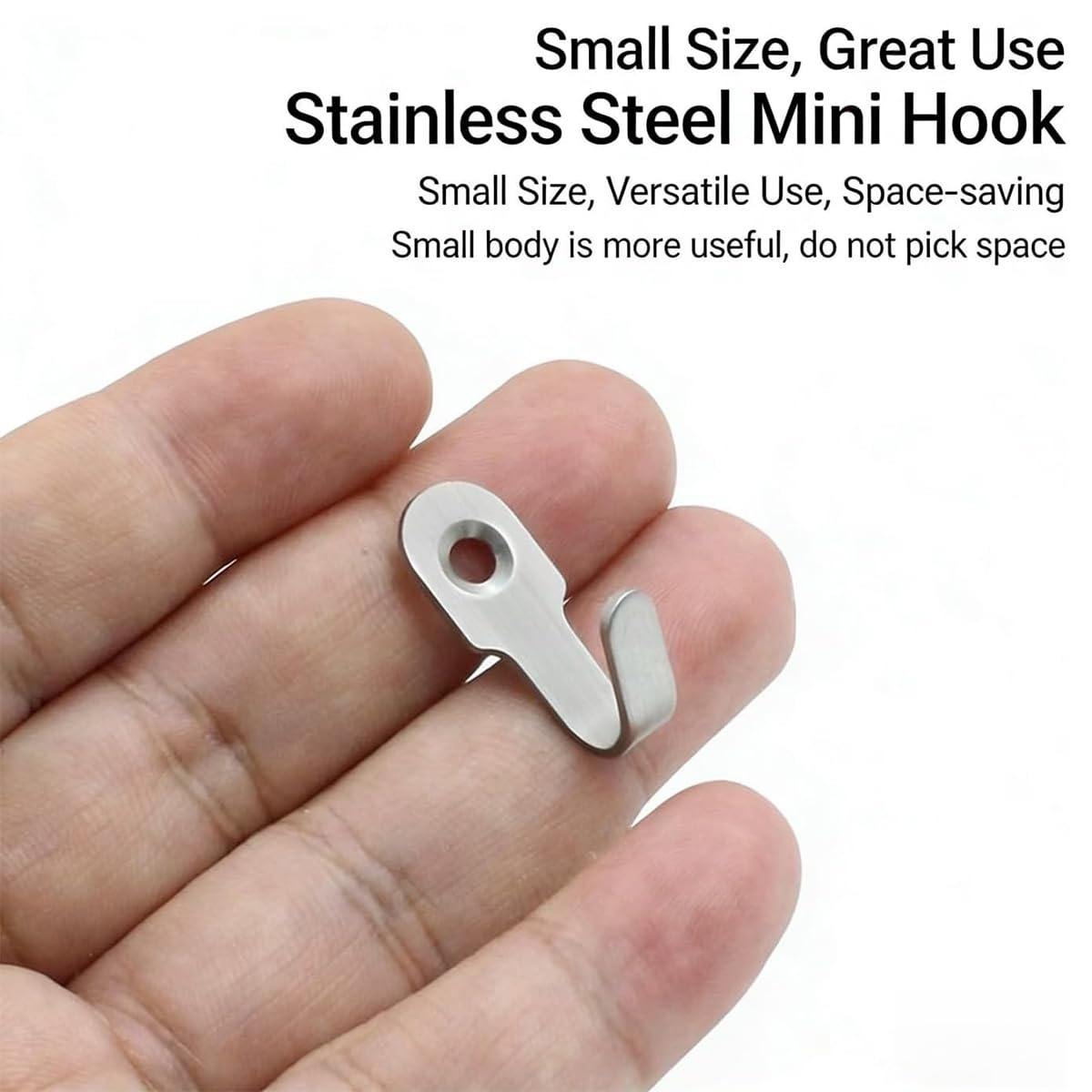 20 Pack Mini Stainless Steel Wall Hooks, Silver Single Screw Small J Hooks, Heavy Duty Rustproof Metal J-Shaped Wall Mount Hanging Hooks for Kitchen, Bathroom, Closet, Garage, Utensils, Towels, Photos & Decorations