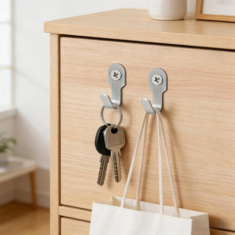 20 Pack Mini Stainless Steel Wall Hooks, Silver Single Screw Small J Hooks, Heavy Duty Rustproof Metal J-Shaped Wall Mount Hanging Hooks for Kitchen, Bathroom, Closet, Garage, Utensils, Towels, Photos & Decorations