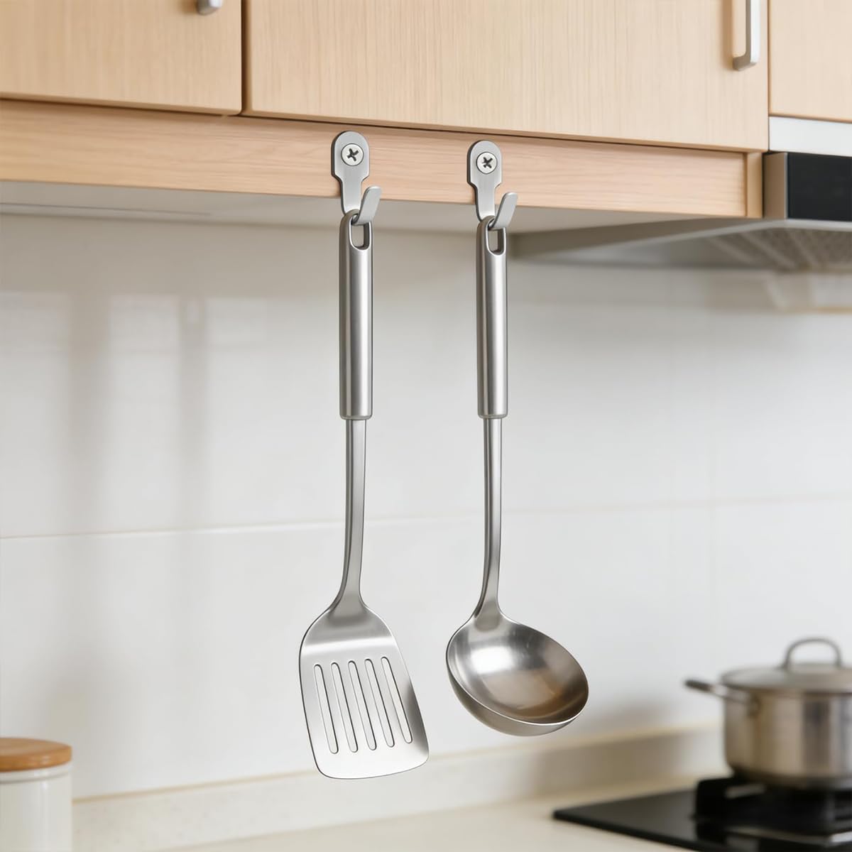 20 Pack Mini Stainless Steel Wall Hooks, Silver Single Screw Small J Hooks, Heavy Duty Rustproof Metal J-Shaped Wall Mount Hanging Hooks for Kitchen, Bathroom, Closet, Garage, Utensils, Towels, Photos & Decorations