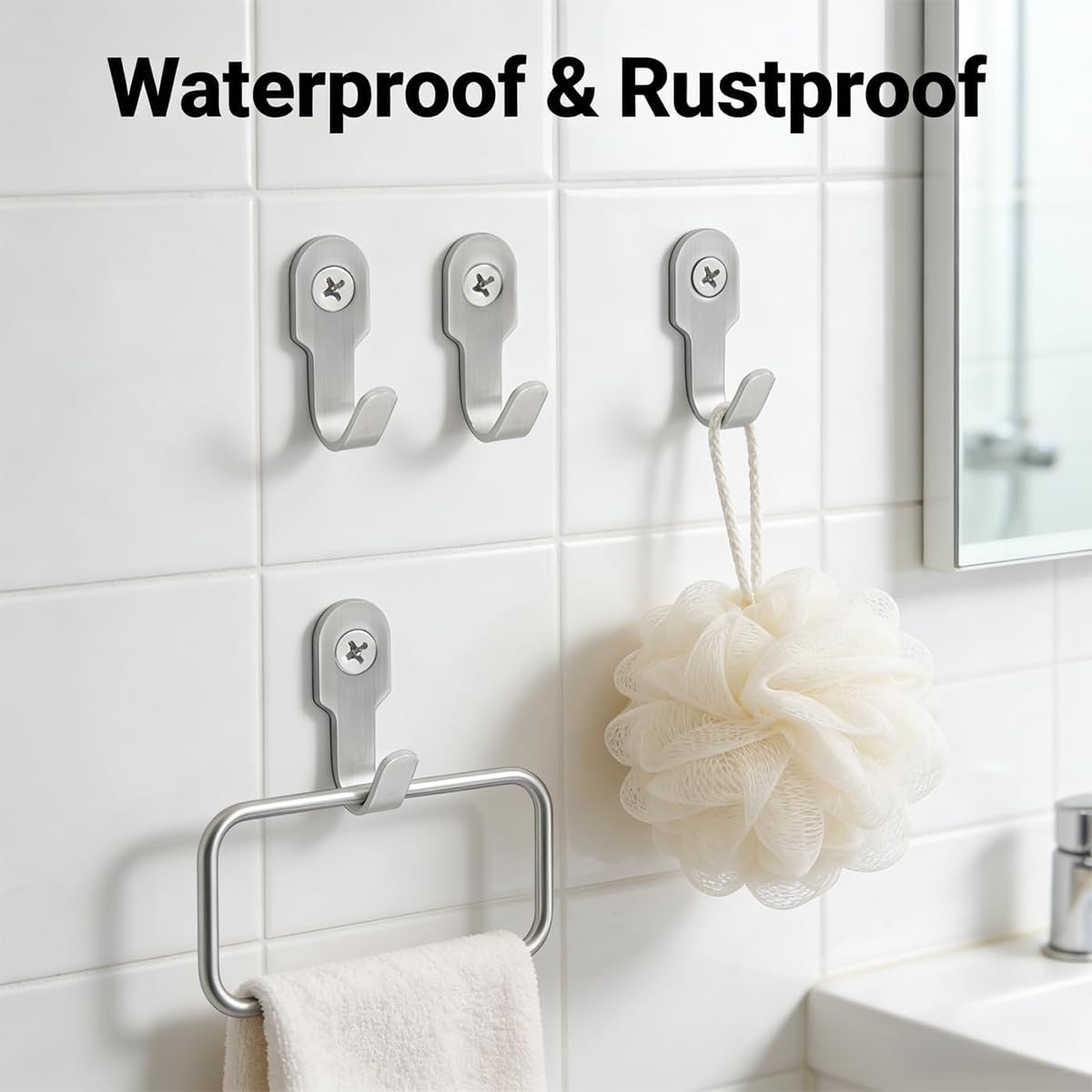 20 Pack Mini Stainless Steel Wall Hooks, Silver Single Screw Small J Hooks, Heavy Duty Rustproof Metal J-Shaped Wall Mount Hanging Hooks for Kitchen, Bathroom, Closet, Garage, Utensils, Towels, Photos & Decorations