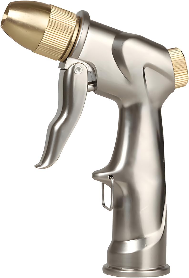 Heavy Duty Metal Garden Hose Nozzle,High Pressure Hand Sprayer with 4 Adjustable
