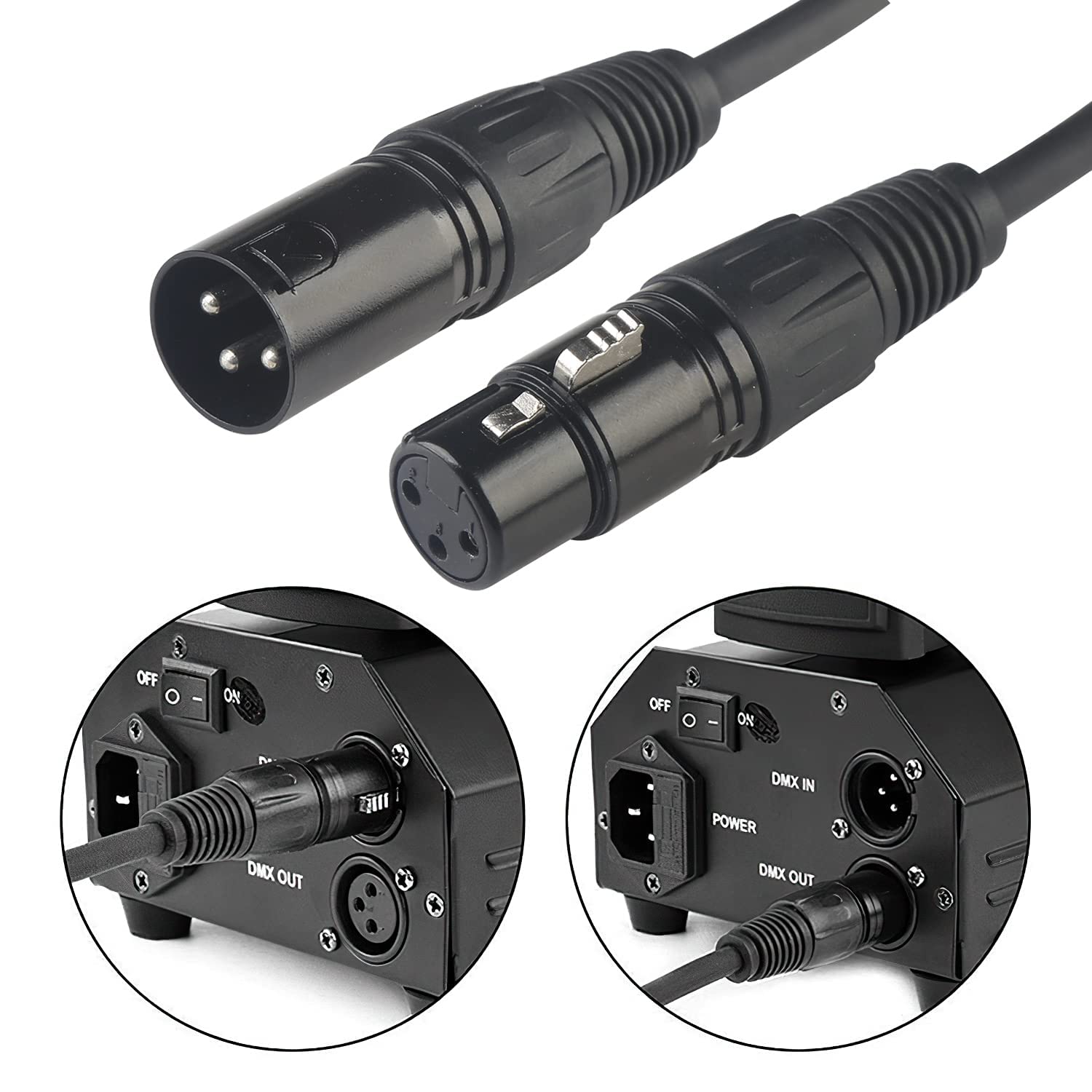 2m 3 Pin XLR Male to Female Microphone Audio Cable, Durable Anti-Oxidation Copper Wire for Powered Speakers, Studio Mic & DMX Stage Lights