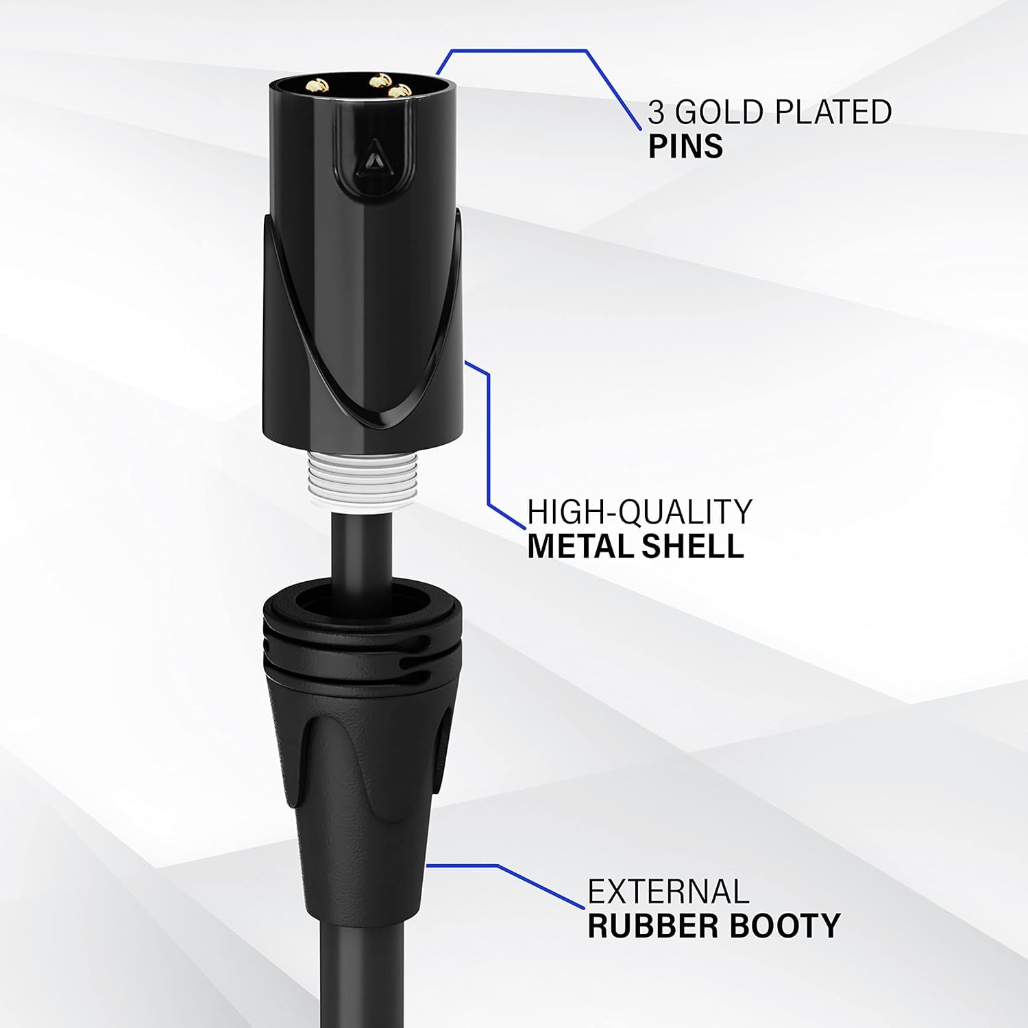 2m 3 Pin XLR Male to Female Microphone Audio Cable, Durable Anti-Oxidation Copper Wire for Powered Speakers, Studio Mic & DMX Stage Lights