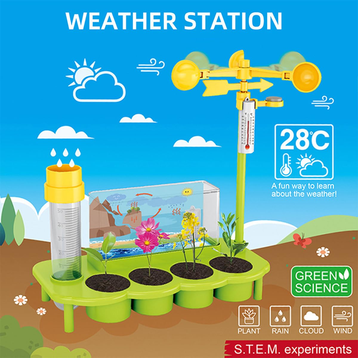 Kids STEM Weather Station Plant Growing Kit DIY Science Experiment Educational