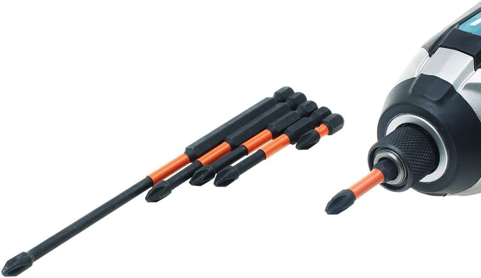 6Pcs CR‑V Steel Magnetic Impact Screwdriver Bits, 1/4" Hex Shank
