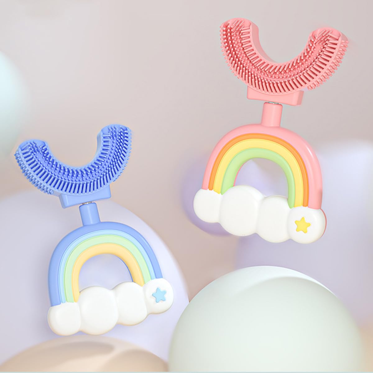Kids U-Shaped Silicone Toothbrush for Ages 2-6, Manual 360° Oral Cleaning