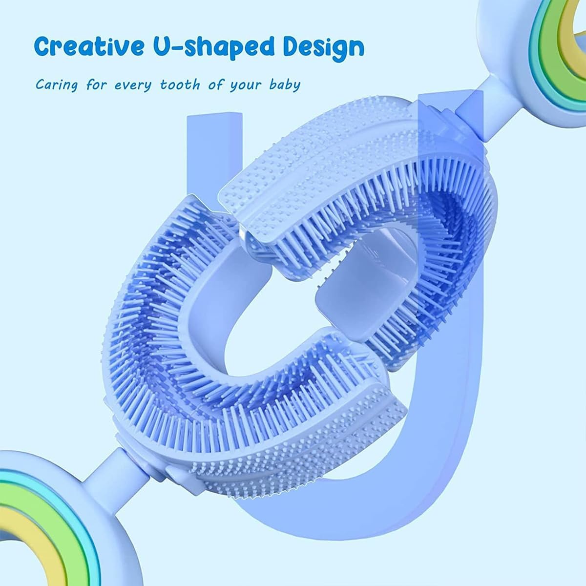 Kids U-Shaped Silicone Toothbrush for Ages 2-6, Manual 360° Oral Cleaning