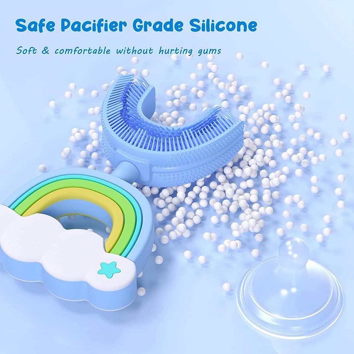 Kids U-Shaped Silicone Toothbrush for Ages 2-6, Manual 360° Oral Cleaning