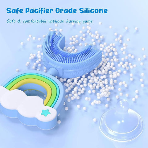 Kids U-Shaped Silicone Toothbrush for Ages 2-6, Manual 360° Oral Cleaning