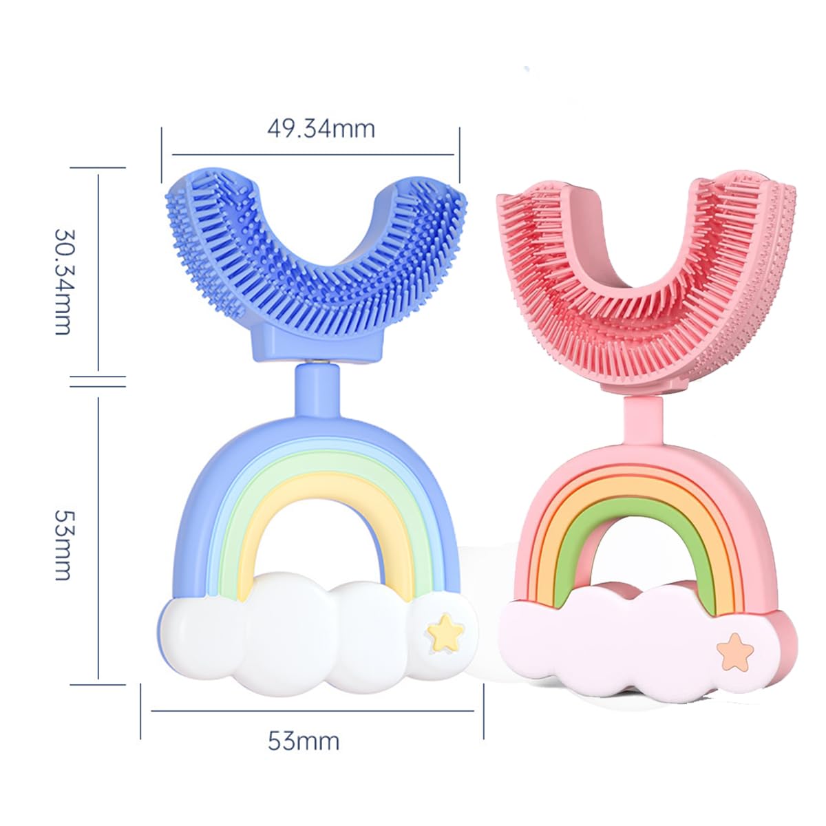 Kids U-Shaped Silicone Toothbrush for Ages 2-6, Manual 360° Oral Cleaning