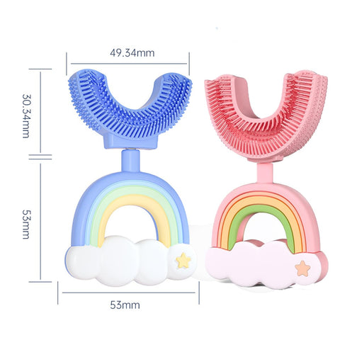Kids U-Shaped Silicone Toothbrush for Ages 2-6, Manual 360° Oral Cleaning