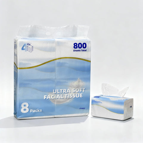 Nomel Facial Tissues, 8 Pack Bulk Tissue Boxes, Soft Absorbent Unscented Paper Tissues for Home, Office, Guest Rooms, Hospitality, Bathroom, Desk and Daily Household Use