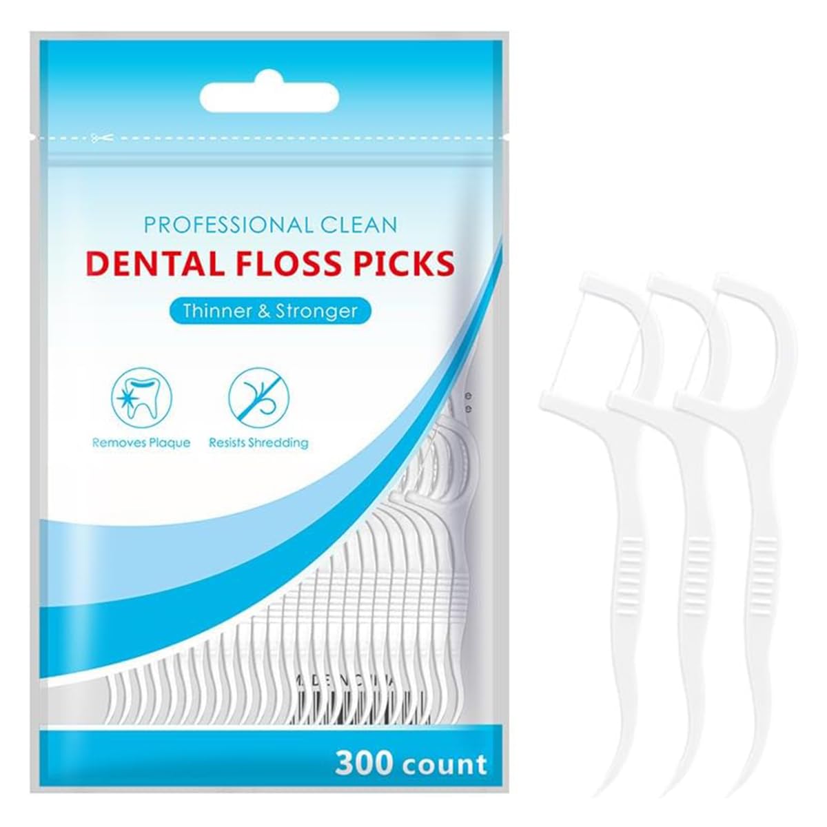 300PCS Dental Floss Picks for Adults, Disposable Tooth Flossers, Strong Shred‑Resistant Floss Sticks for Deep Interdental Oral Cleaning