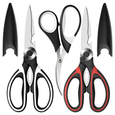 3‑Pack Stainless Steel Kitchen Shears, Heavy‑Duty Multi‑Purpose Scissors, Sharp Durable Food Scissors for Meat, Poultry, Vegetables & Household Tasks