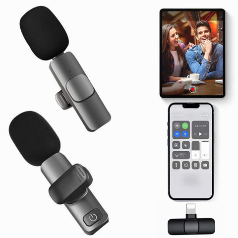 2‑Pack Wireless Lavalier Lapel Microphone, Plug‑Play Clip‑on Mini Mic for iPhone, iPad & Android, Noise‑Reduction for Vlogging, Interview, Live Streaming & Video Recording