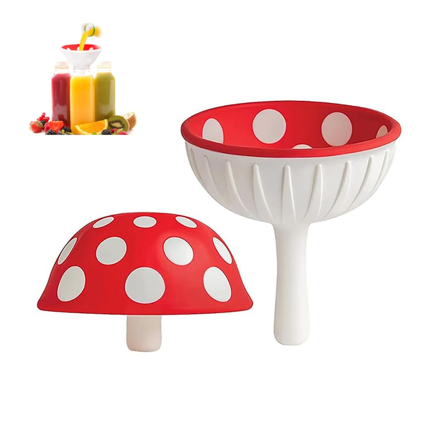 Mushroom Small Funnel, Foldable Silicone Kitchen Funnel with Wide‑Mouth Design, Practical Collapsible Gadget for Transferring Liquids & Powders into Jars, Bottles and Containers