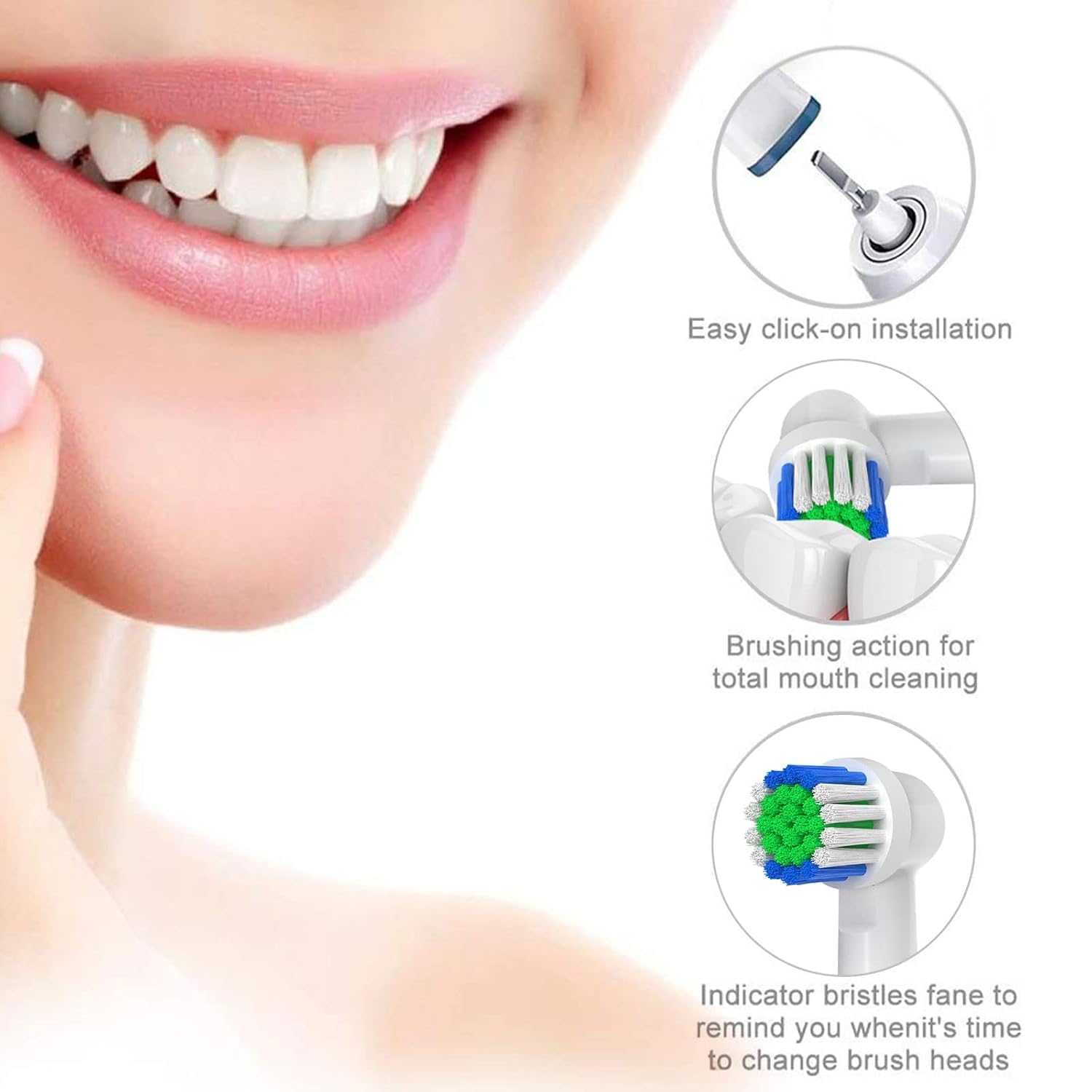 20 Pack Professional Replacement Toothbrush Heads, Medium Soft Dupont Bristles