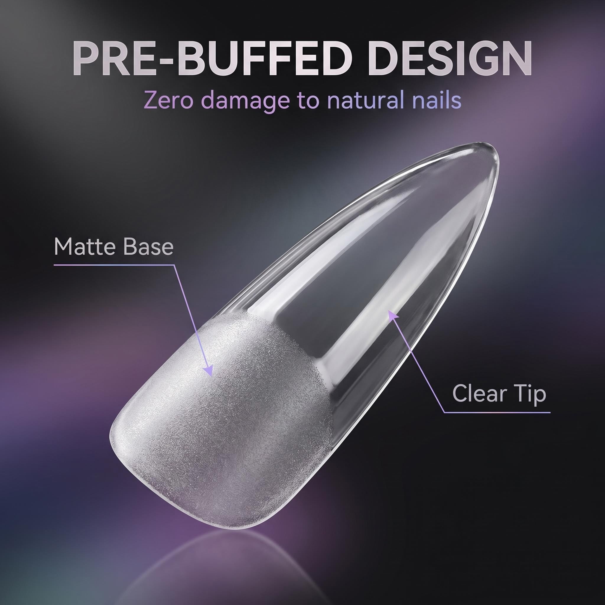 240Pcs Clear Semi Matte Nail Tips, Ultra Thin No File Invisible Acrylic Nail