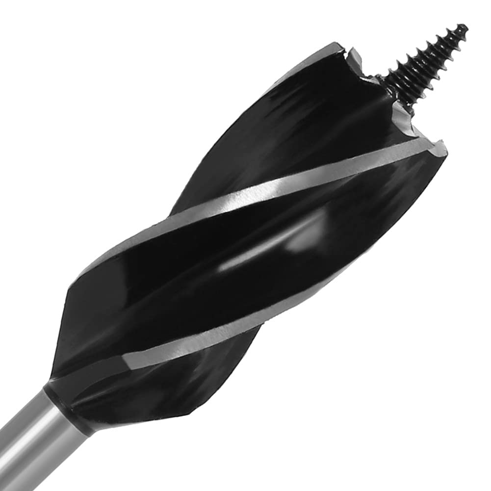 6-Piece Auger Drill Bit Set with 4-Flute Fast Cutting Design & Hex Shank