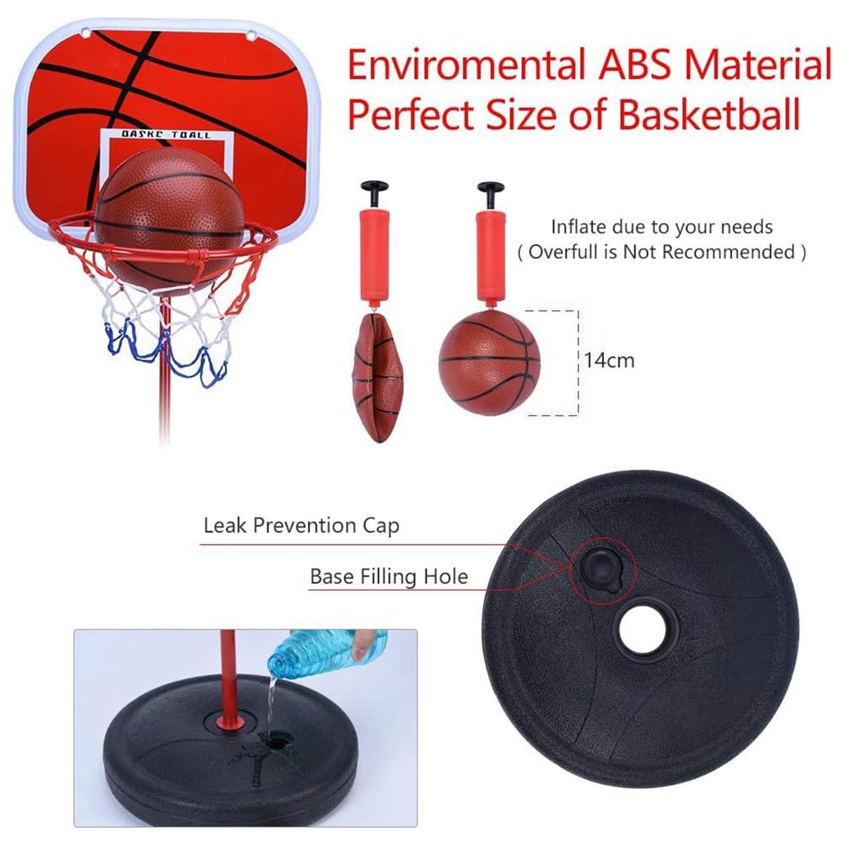 Adjustable Kids Basketball Hoop Set Indoor Outdoor Mini Basketball Stand