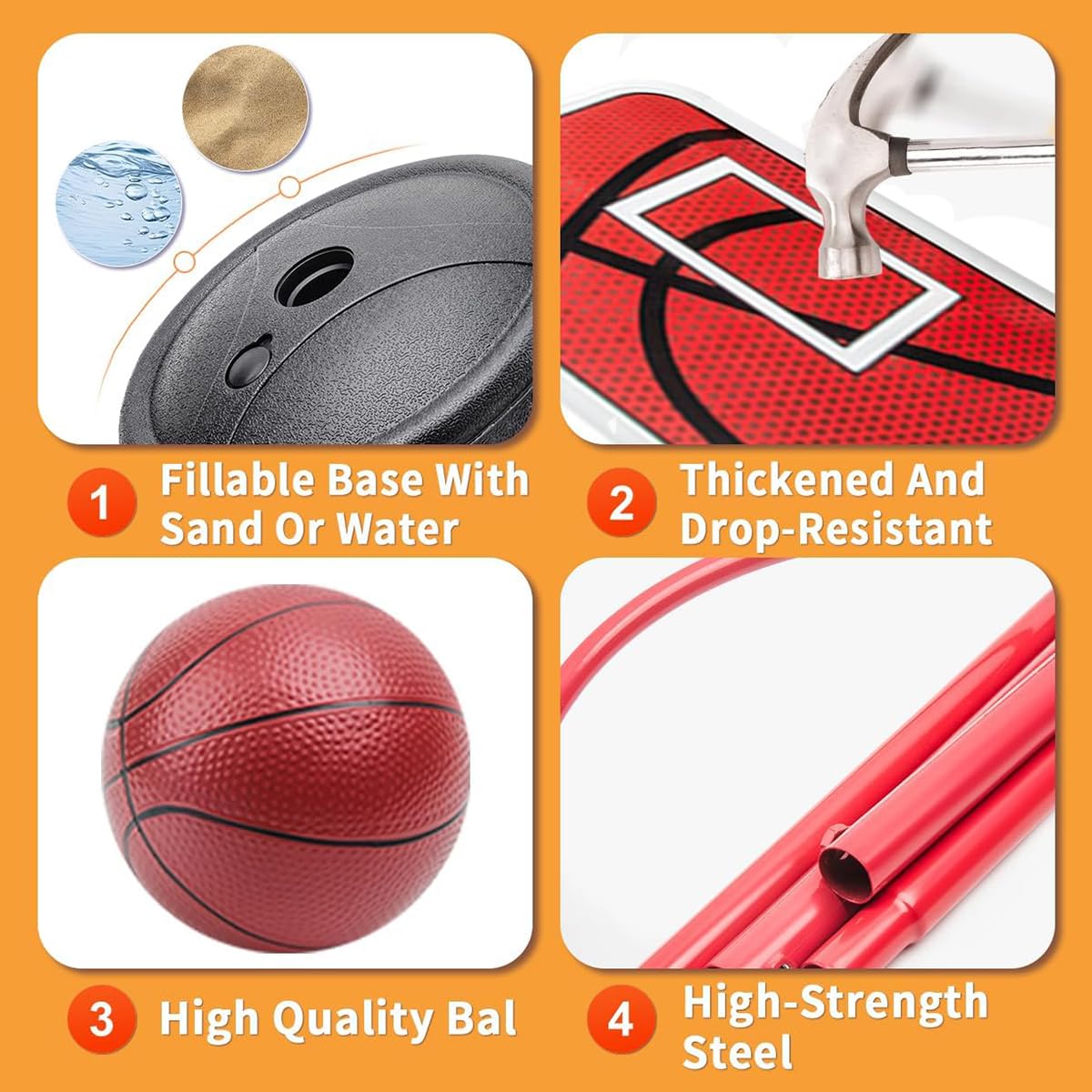 Adjustable Kids Basketball Hoop Set Indoor Outdoor Mini Basketball Stand