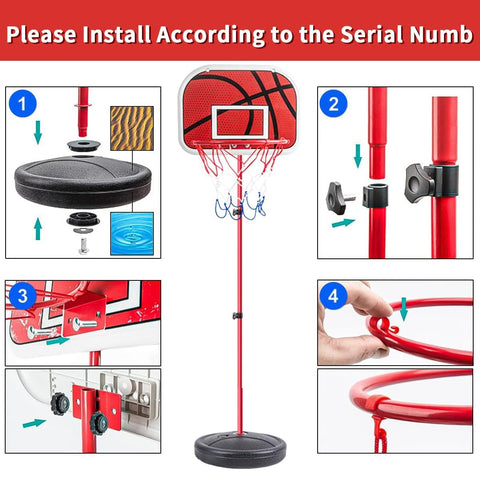 Adjustable Kids Basketball Hoop Set Indoor Outdoor Mini Basketball Stand
