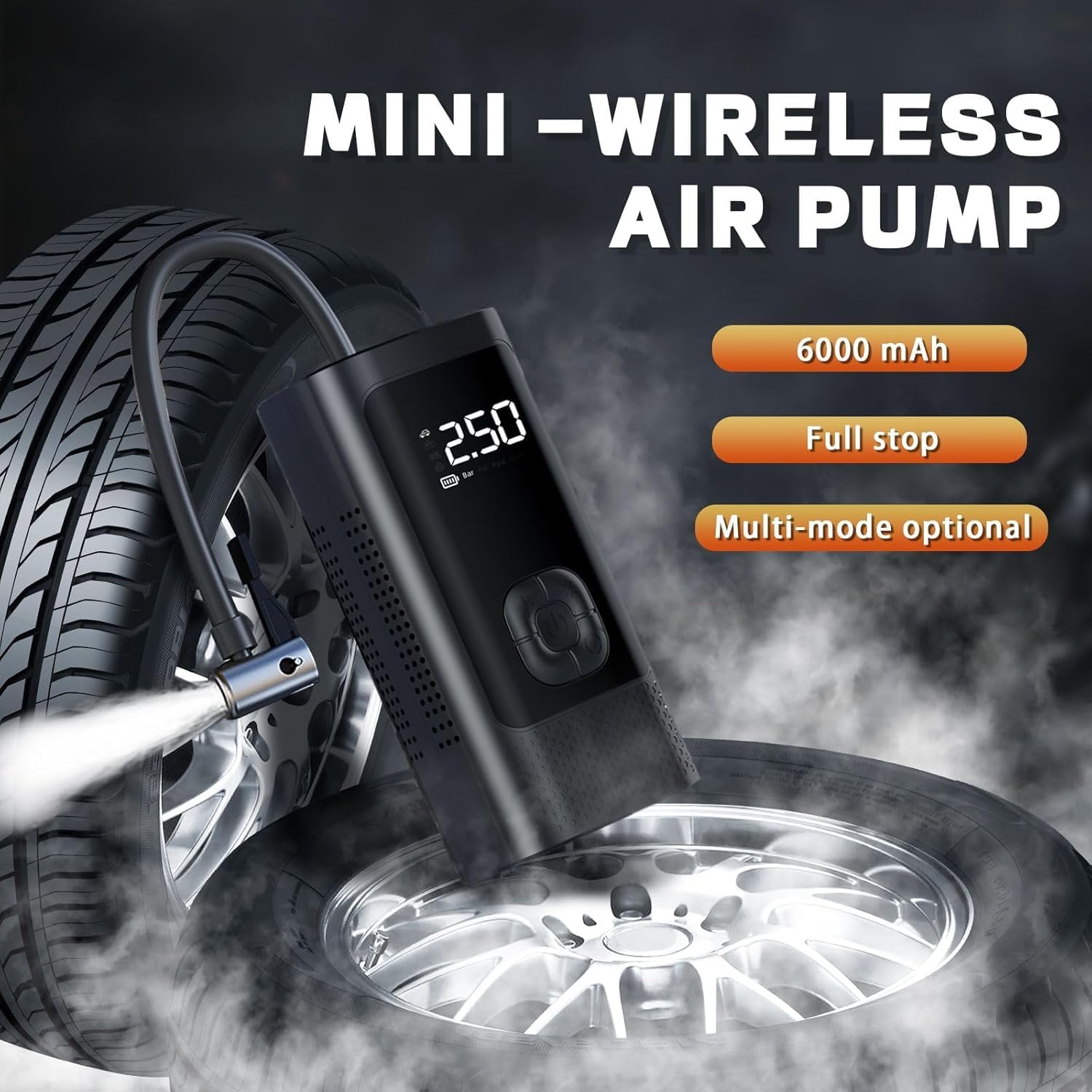Tire Inflator Portable Air Compressor, Inflation Cordless Air Pump with Tire