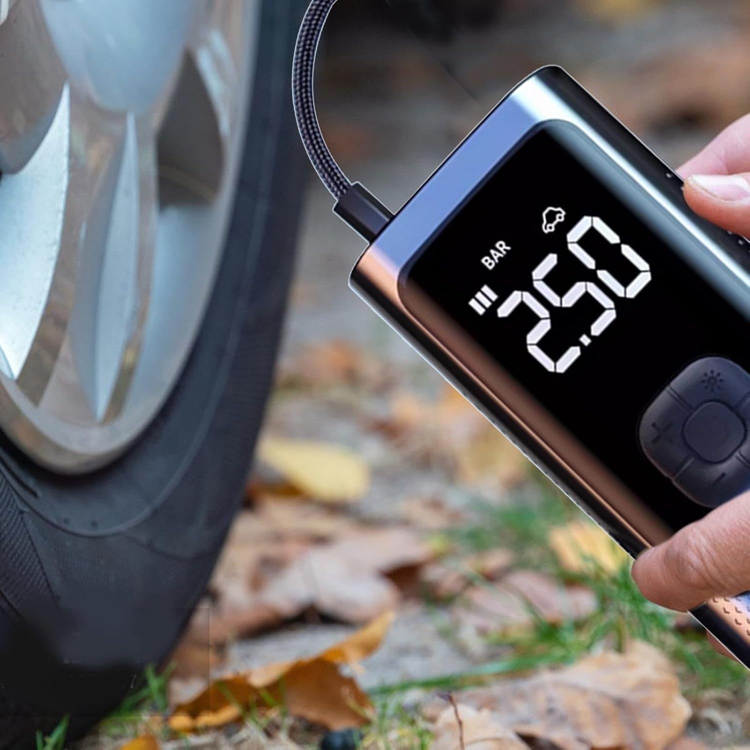 Tire Inflator Portable Air Compressor, Inflation Cordless Air Pump with Tire