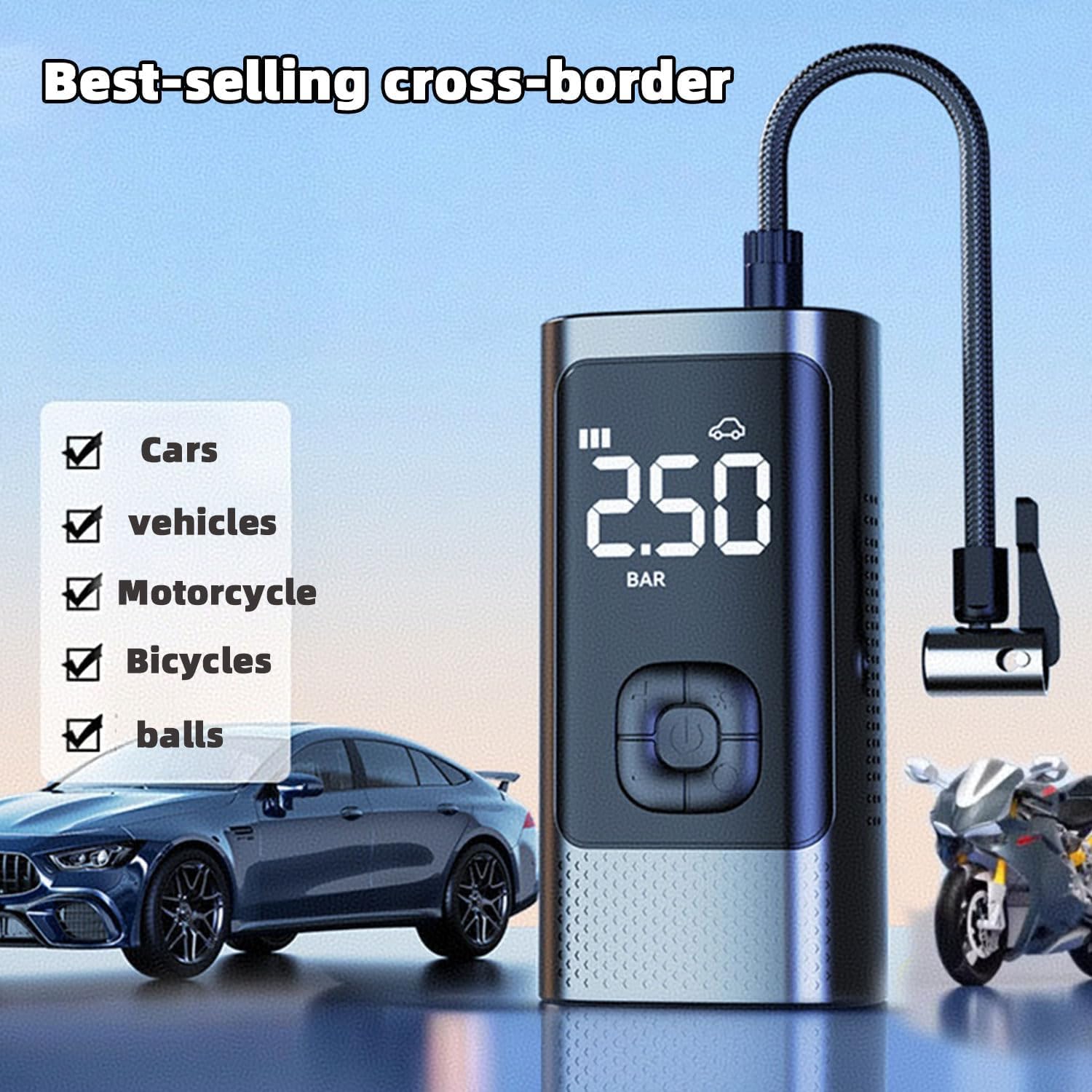 Tire Inflator Portable Air Compressor, Inflation Cordless Air Pump with Tire