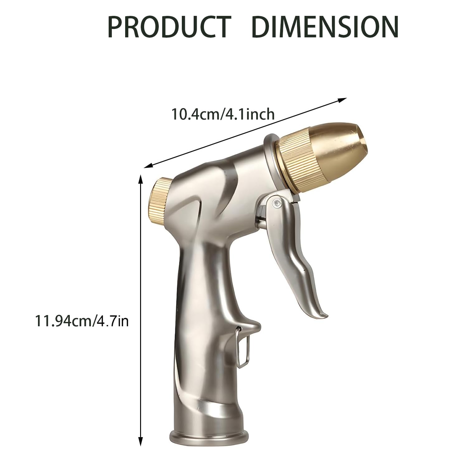 Heavy Duty Metal Garden Hose Nozzle,High Pressure Hand Sprayer with 4 Adjustable