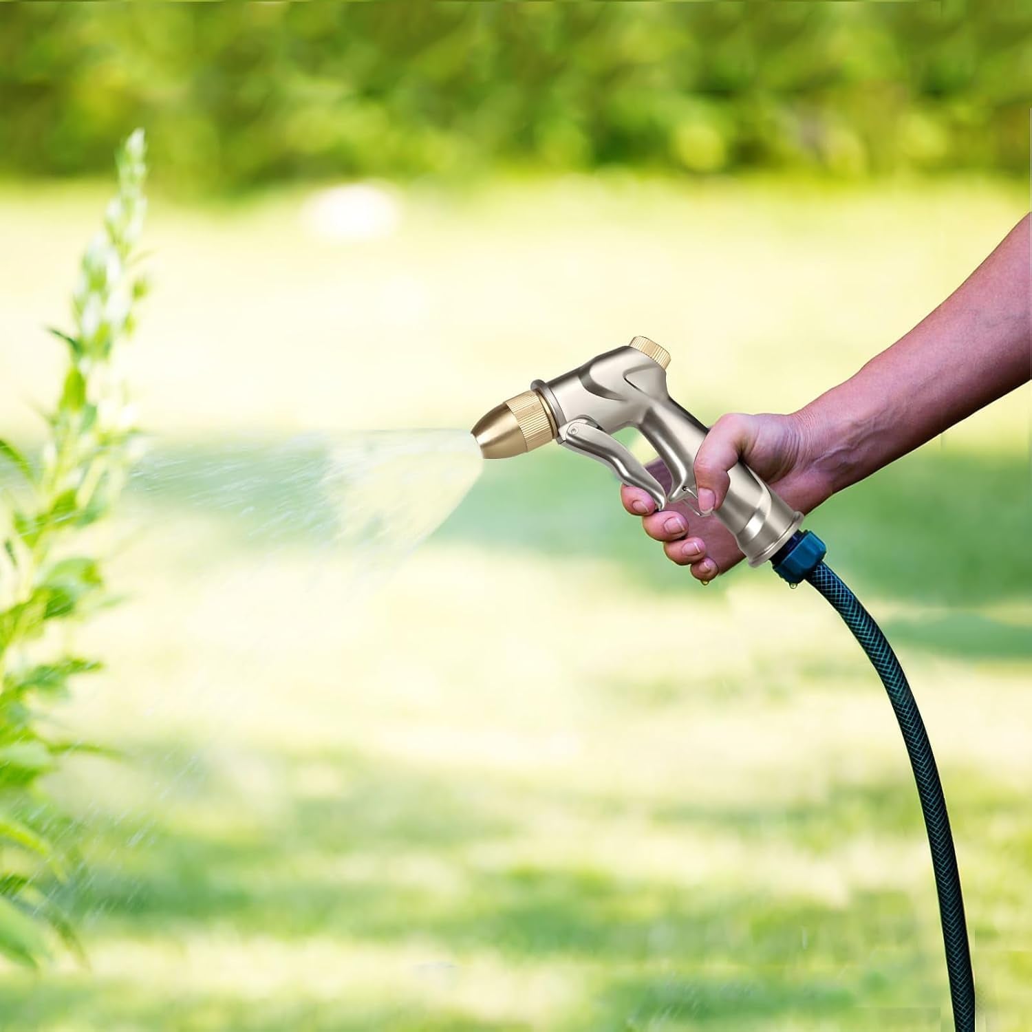 Heavy Duty Metal Garden Hose Nozzle,High Pressure Hand Sprayer with 4 Adjustable