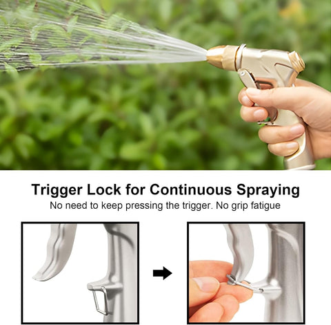 Heavy Duty Metal Garden Hose Nozzle,High Pressure Hand Sprayer with 4 Adjustable