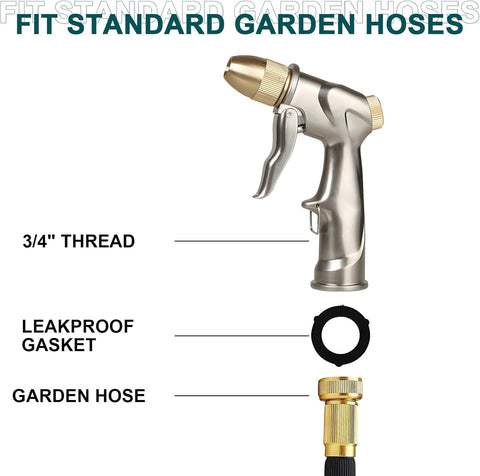 Heavy Duty Metal Garden Hose Nozzle,High Pressure Hand Sprayer with 4 Adjustable