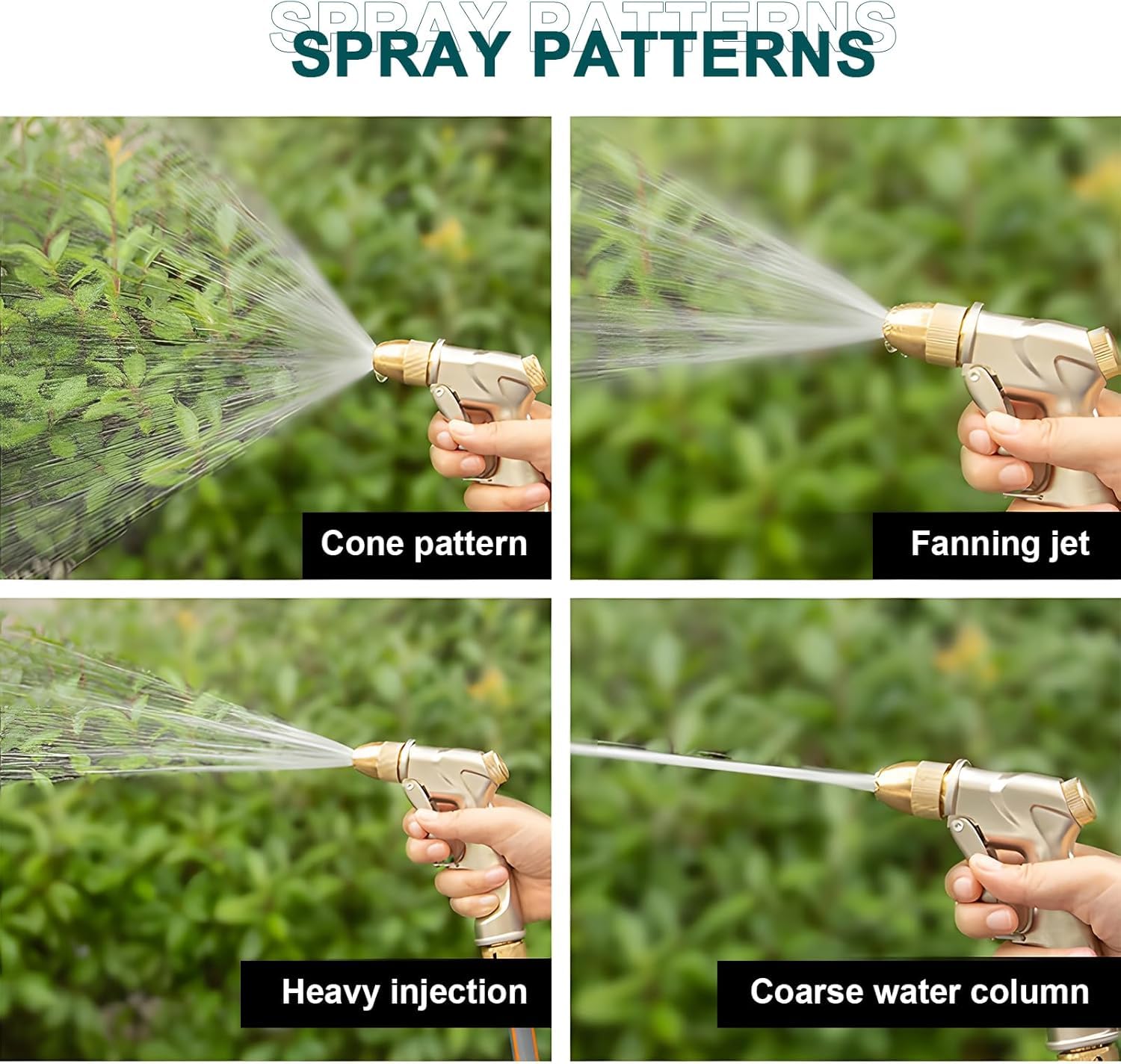 Heavy Duty Metal Garden Hose Nozzle,High Pressure Hand Sprayer with 4 Adjustable