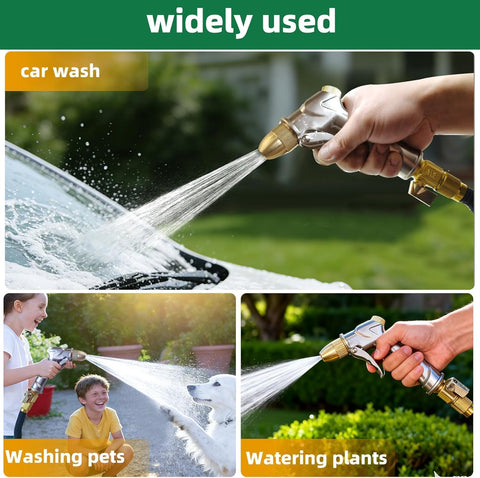Heavy Duty Metal Garden Hose Nozzle,High Pressure Hand Sprayer with 4 Adjustable